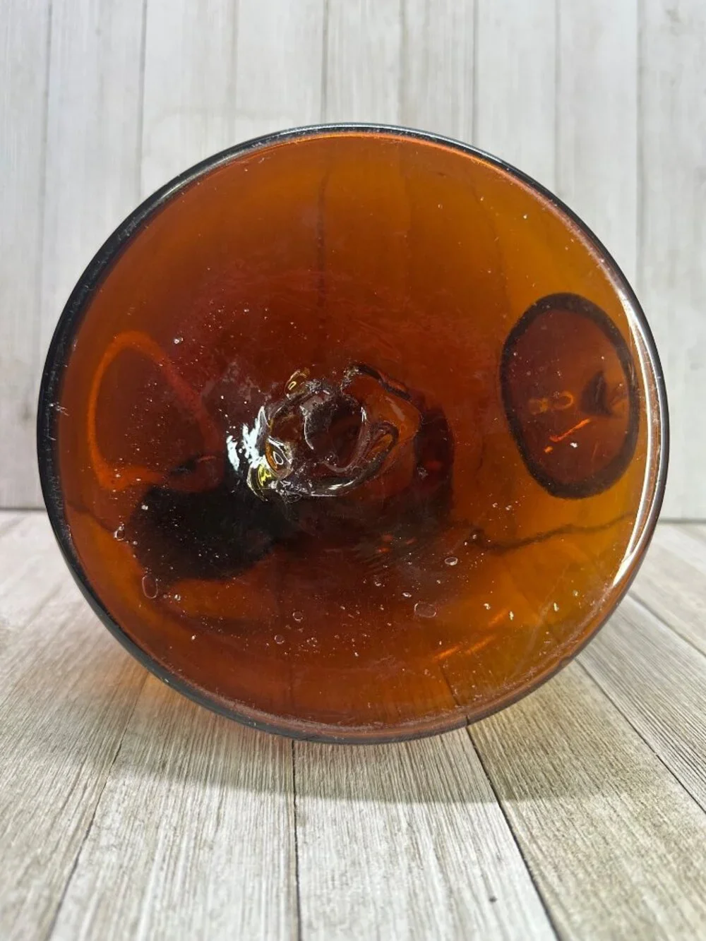Vtg Amber Blown Glass Tea Pot with Handle 9